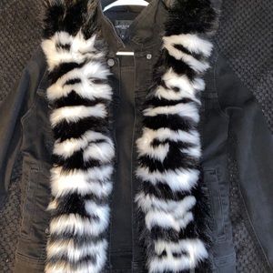rockstar fur denim jacket
